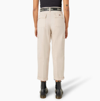 Women's Relaxed Fit Cropped Cargo Pants- STONE WHITECAP GRAY